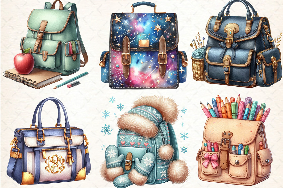 Back to School Lady Bag Clipart, an Illustration by DreamCafeArt (Photo 2 of 5)