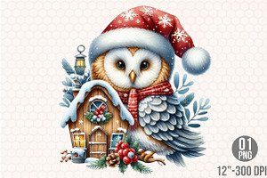 Christmas Barn Owl  PNG, an Illustration by Designking
