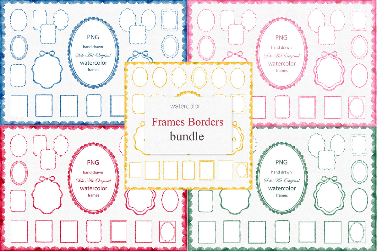 Watercolor Frames Borders Bundle, an Object Graphic by Solo Art Original (Photo 1 of 12)