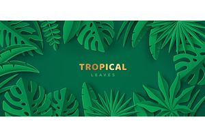 Tropical Leaves Frame Banner, a Texture Illustration by kotoffei