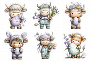 Whimsical Easter Highland Cow Clipar, an Illustration by Daily.Designs (Thumbnail 3 of 8)