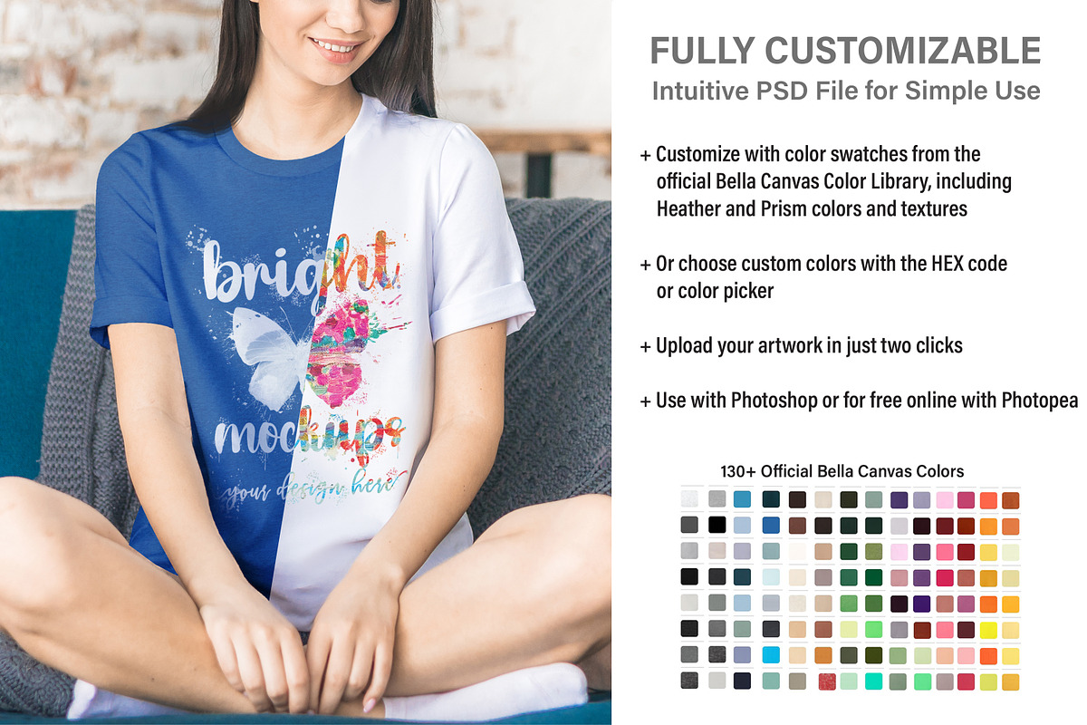 Bella Canvas 3001 T-shirt Mockup, a Print Template by BrightMockups (Photo 2 of 3)