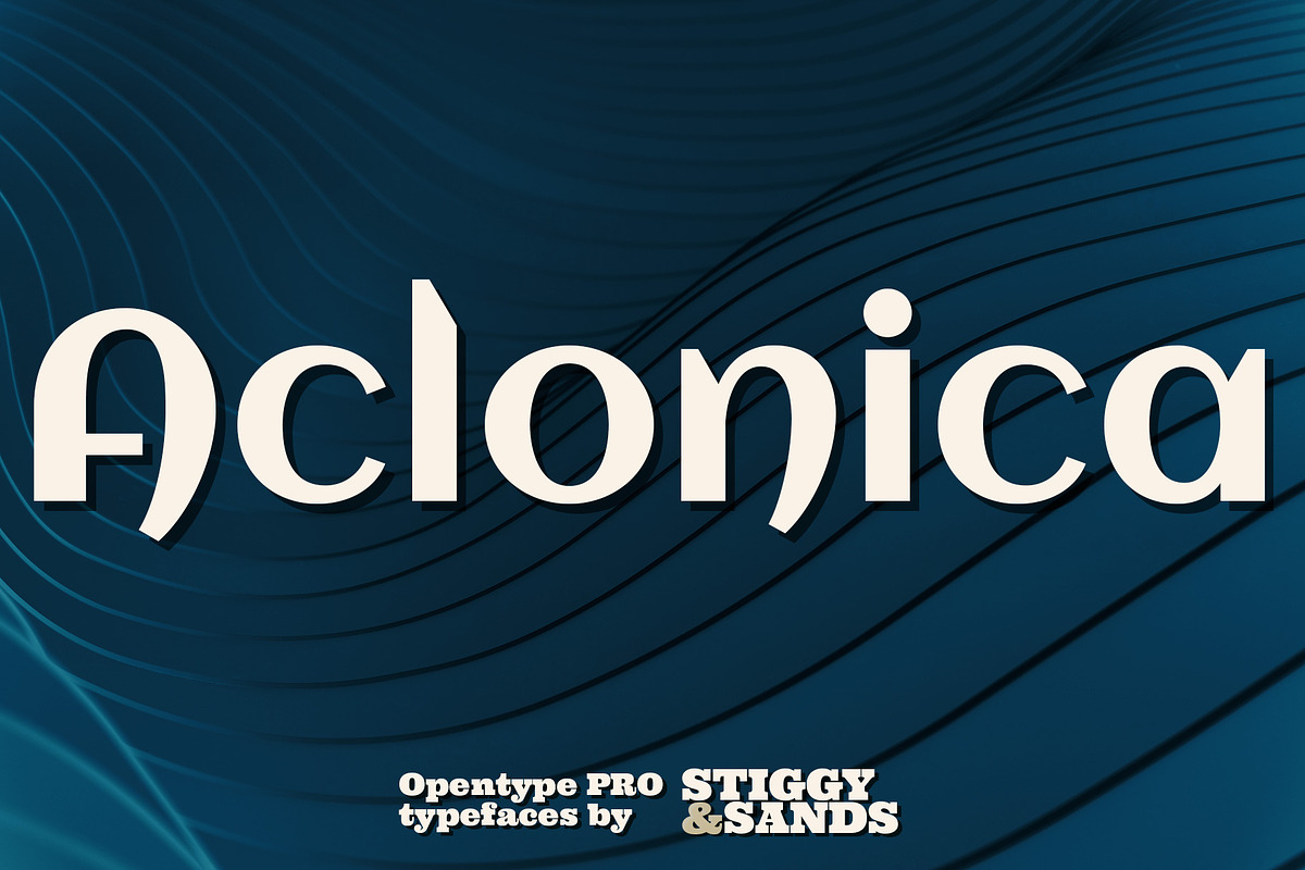 Aclonica Pro, a Sans Serif Font by Stiggy & Sands (Photo 1 of 9)
