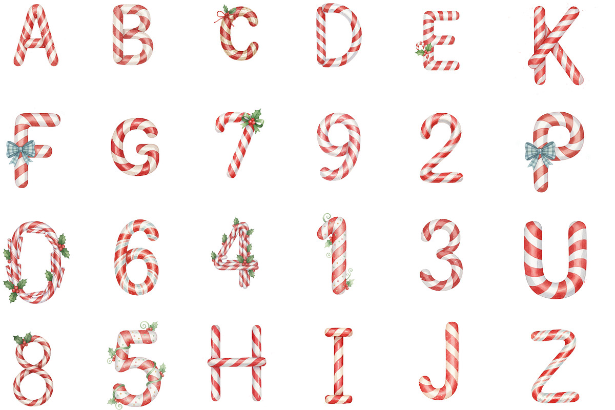 Candy Cane Christmas Alphabet, an Illustration by Designking (Photo 2 of 5)
