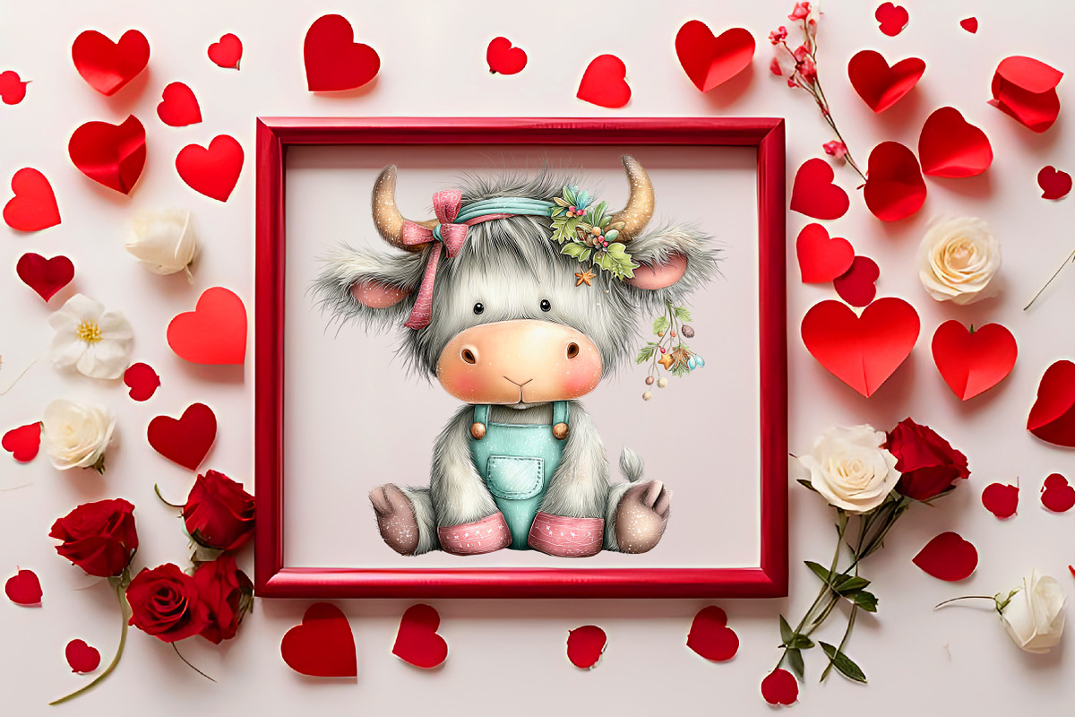 Cute & Funny Festive Highland Cow PN, an Illustration by RobertsArt (Photo 2 of 7)