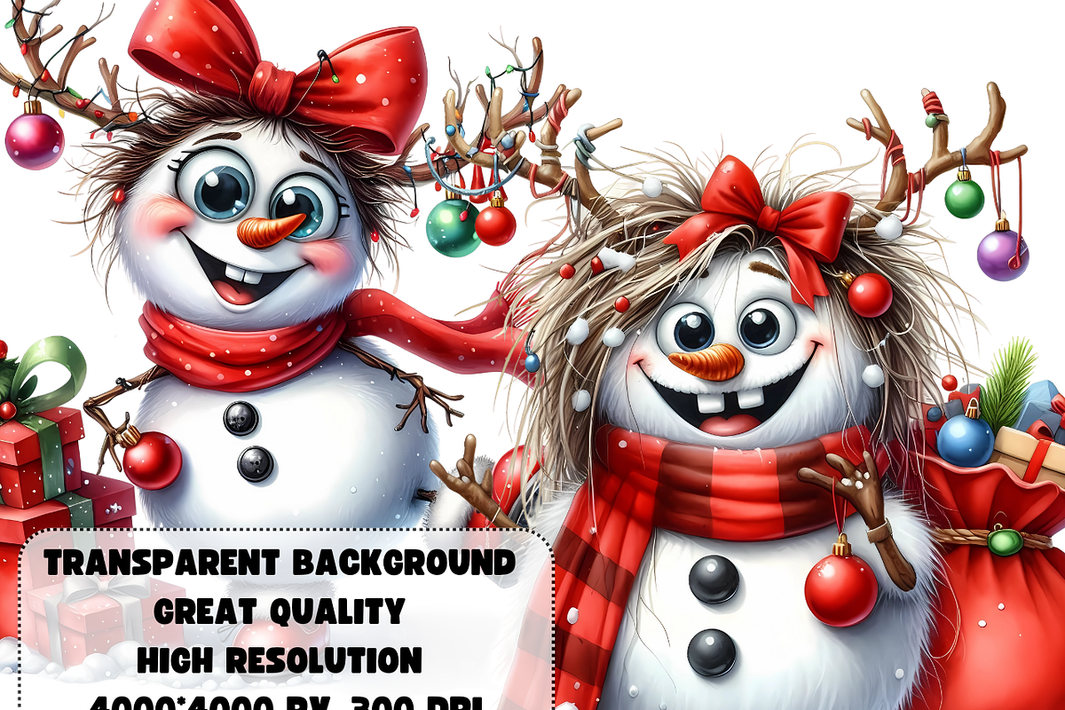Funny Christmas snowman, a Seasonal Illustration by AnetArtStore (Photo 4 of 7)