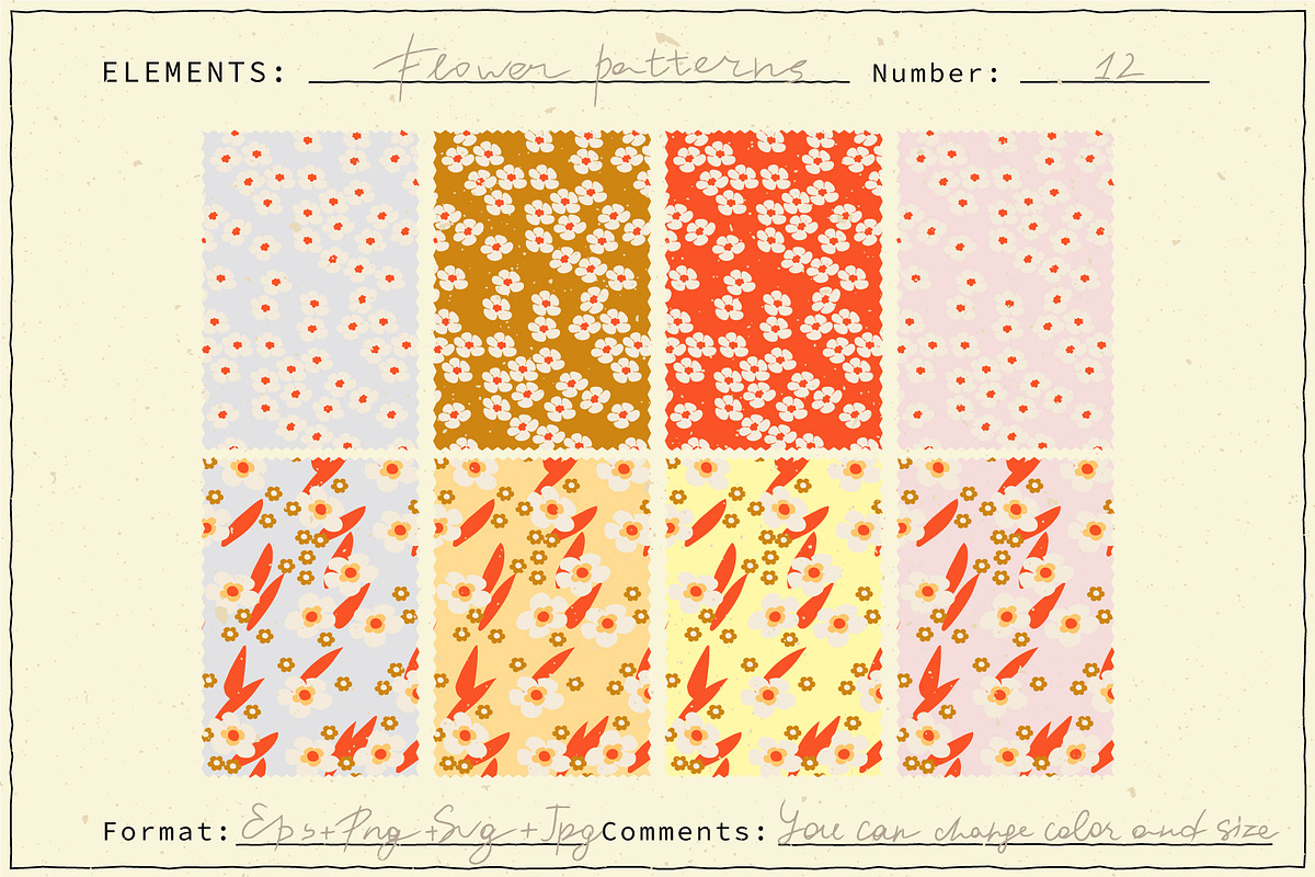 Retro Flowers Collection, a Pattern Graphic by NKTN (Photo 7 of 15)