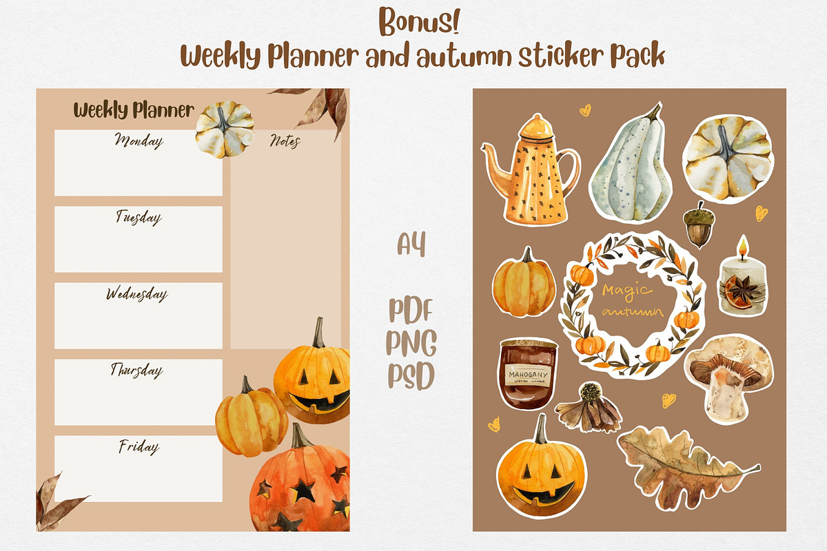 Autumn watercolor clipart pumpkins, an Animal Illustration by Artcard Watercolor (Photo 15 of 15)