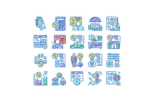Loan Financial Credit set Icons hand, an Object Illustration by pikepicture