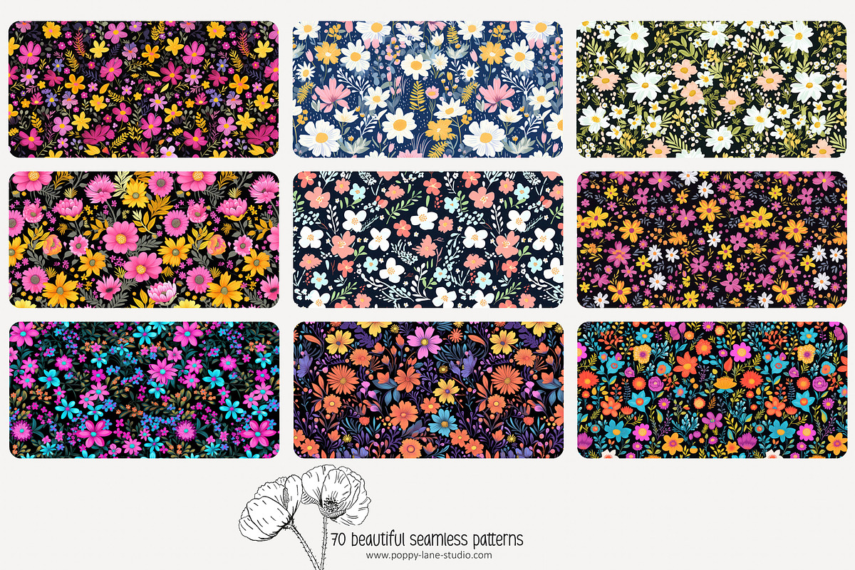 70 ditsy floral seamless pattern, a Pattern Graphic by Poppy Lane Studio