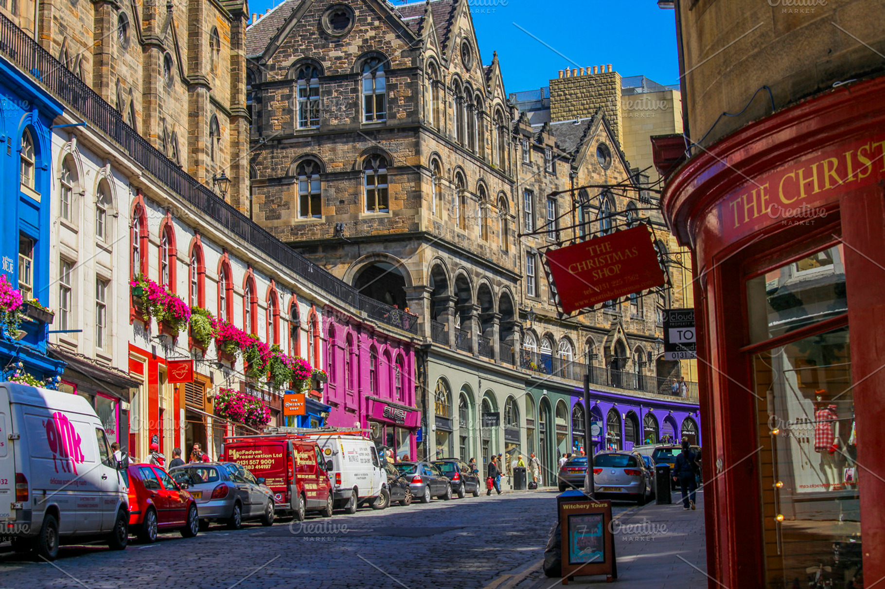 Colorful street in Edinburgh, an Architecture Photo by Patricia Hofmeester