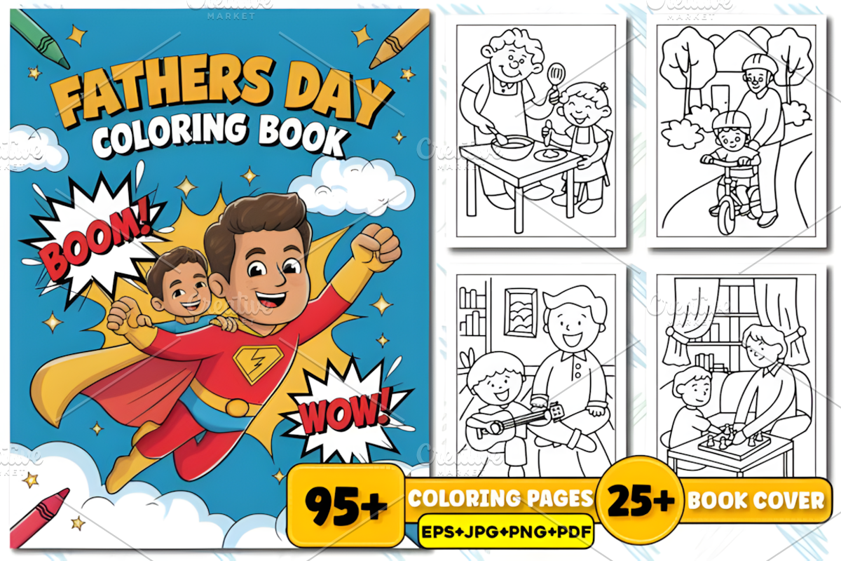 Father's Day Coloring Book for Kids, a Seasonal Illustration by Ink Gallery (Photo 1 of 6)