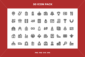 50 Wedding Icons