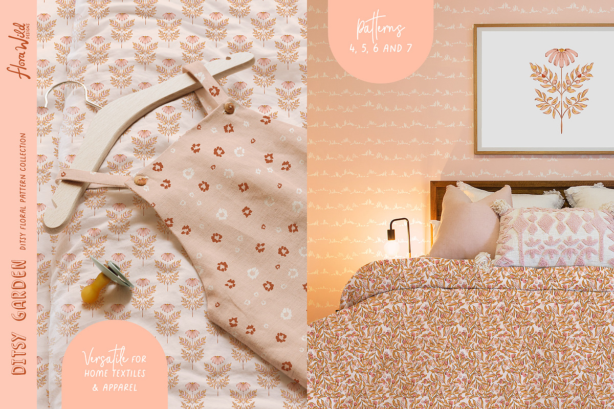 Retro floral patterns & wall art, a Pattern Graphic by Flora Wild Designs (Photo 3 of 5)