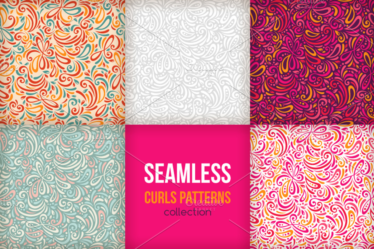 5 Curls Patterns, a Pattern Graphic by kotoffei