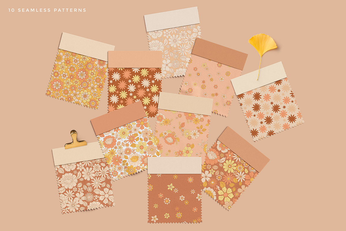 Retro Flower - Patterns & Clipart, a Pattern Graphic by Inna Moreva (Photo 2 of 12)