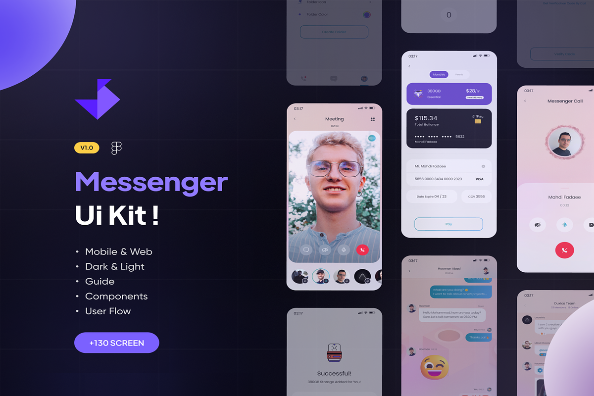 Messenger Mobile and Desktop App, an UI Kit Template by Digital_Fantasies (Photo 1 of 8)