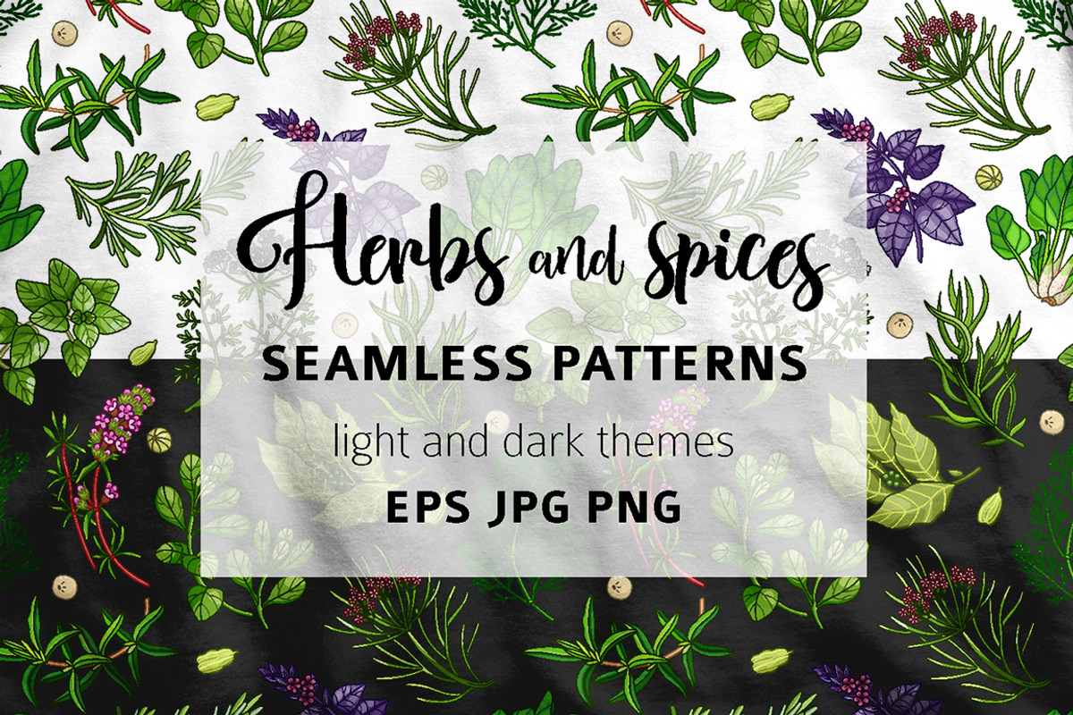Green pattern with herbs and spices, a Pattern Graphic by Primula`s shop (Photo 1 of 3)