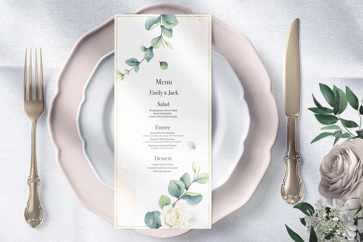 Eucalyptus Wedding Stationary, an Illustration by Elena Medvedeva (Photo 6 of 8)
