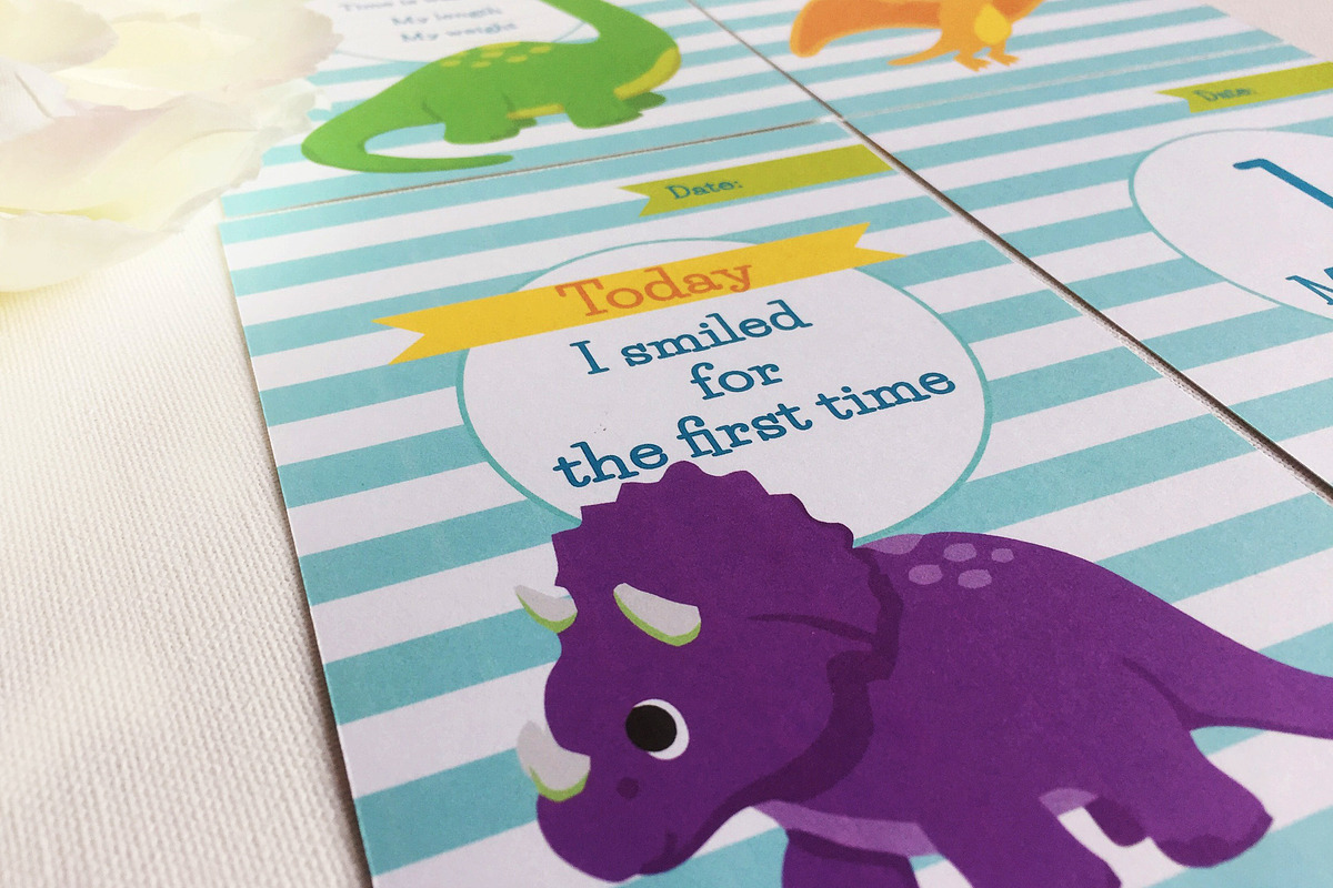 Dinosaurs baby milestone cards, a Card Template by ThePaperOwl (Photo 2 of 3)