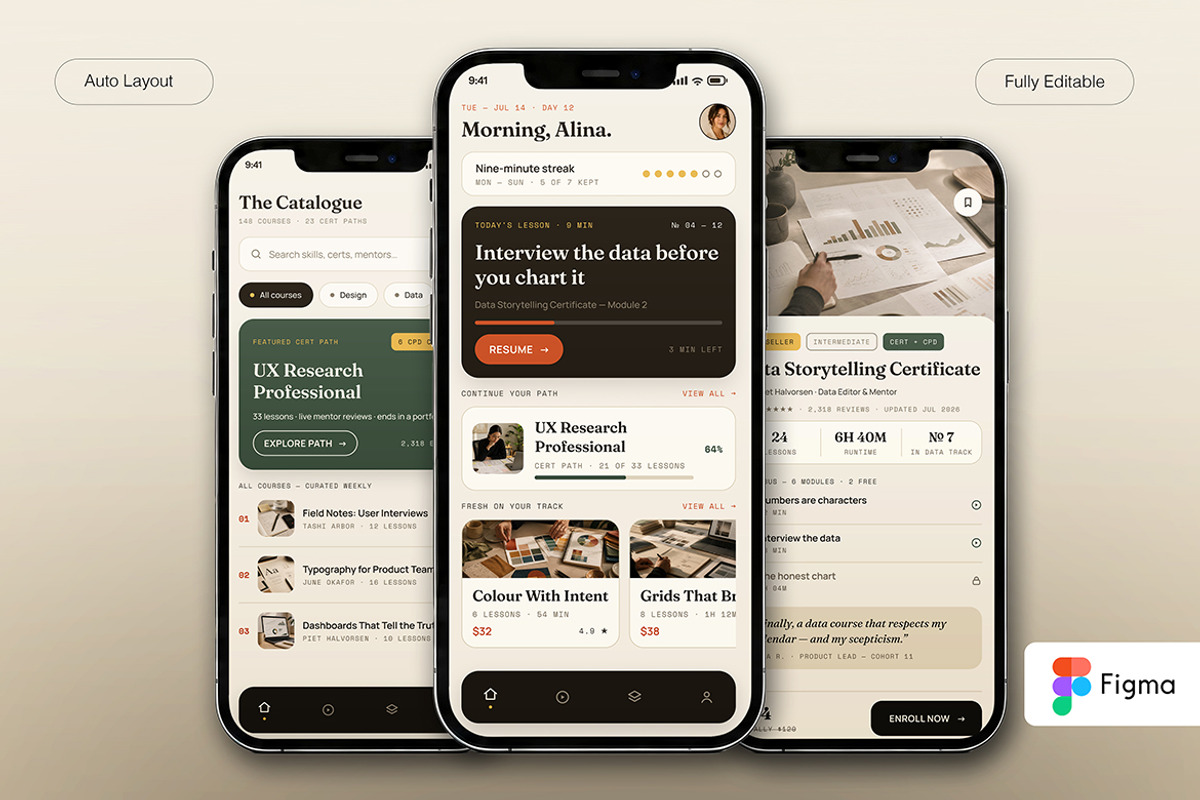 Skillora – Microlearning Course App, an UI Kit Template by Pitchlook.Studio (Photo 2 of 4)