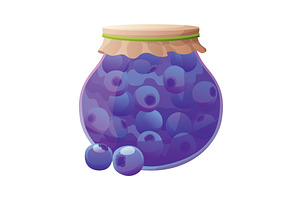 Jam jar with blueberry. Homemade, a Food Illustration by the8monkey