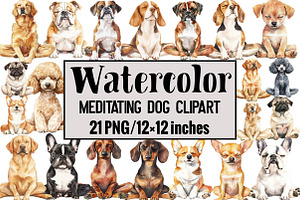 Meditating Dog Clipart, an Illustration by Design Market