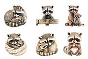 Watercolor Raccoon & Kit Clipart, an Illustration by CreationArt (Thumbnail 3 of 5)