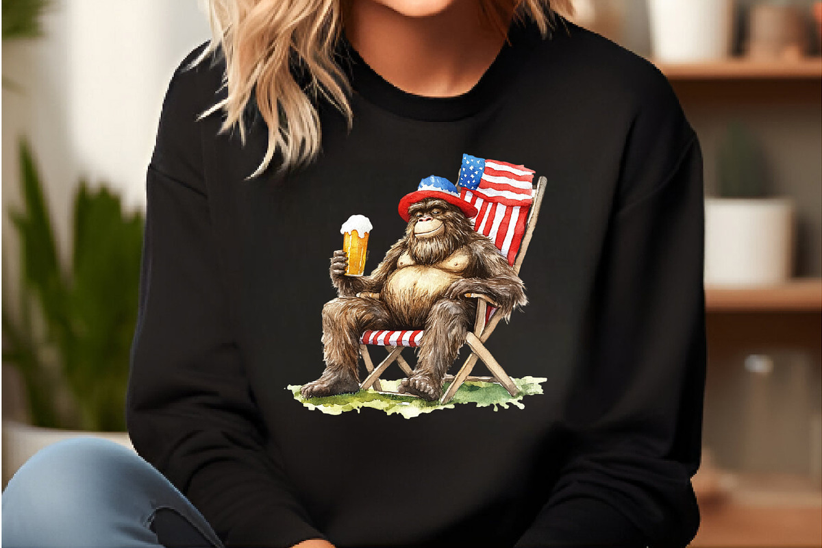 Bigfoot Holding Beer 4th of July PNG, an Illustration by DreamCafeArt (Photo 5 of 6)
