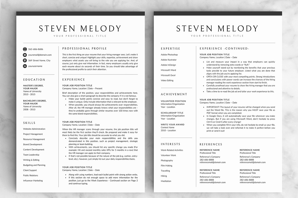 Resume/CV - The Melody, a Resume Template by CreativeLandStudio (Photo 4 of 9)