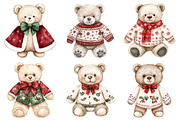 Watercolor Christmas Teddy Bear Clip, a Seasonal Illustration by CitraGraphics (Thumbnail 6 of 7)