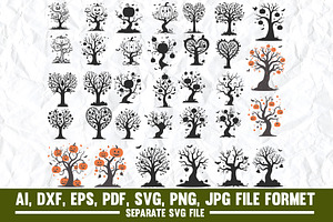 Haunted Tree Clipart for Wall Art, a Graphic by VectorArtPrintableDesign