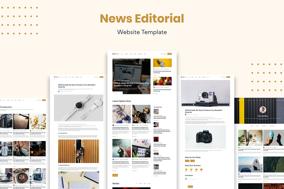 News Editorial Website Template, an UI Kit Template by Kreativ Space
