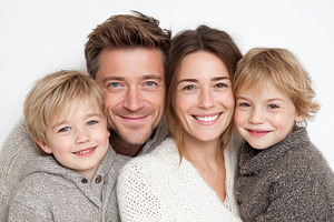Happy family portrait parents and tw, a Photo by Pixeness Studio