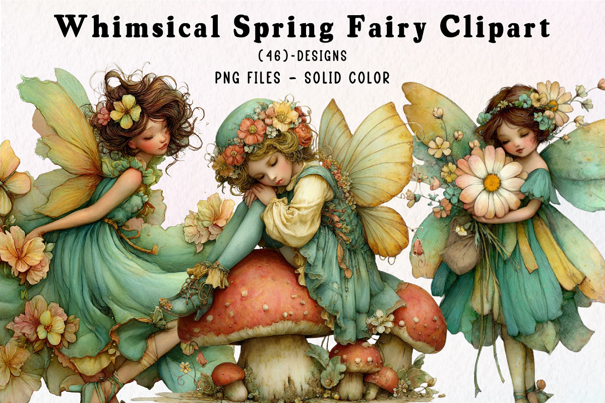 Whimsical Spring Fairy Clipart, an Illustration by CreationArt (Photo 1 of 7)