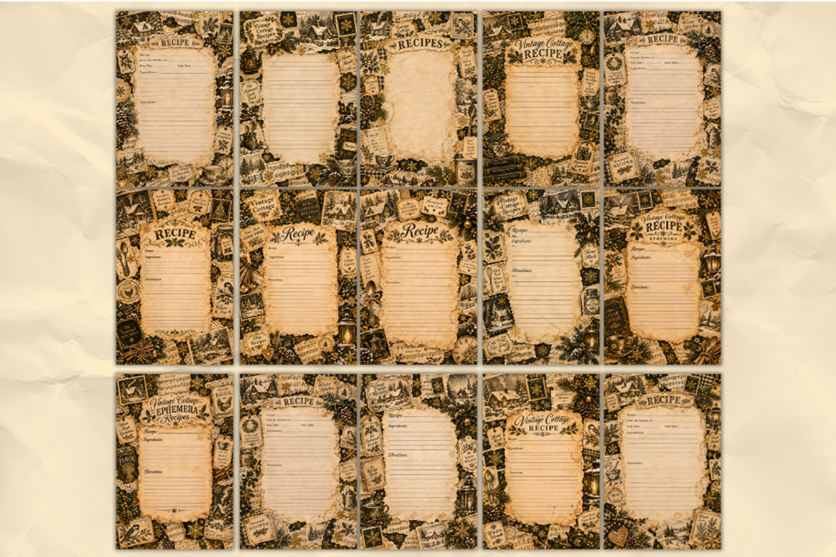 Cottage Christmas Recipe Pages PNGs, a Seasonal Illustration by Markicha Art (Photo 2 of 5)