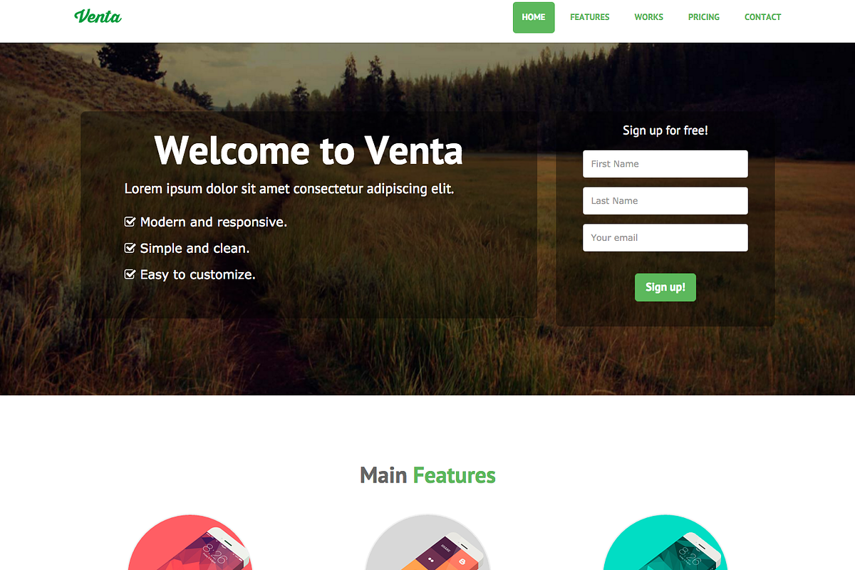 Venta Landing Page, a Bootstrap Template by Agile UI