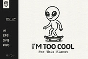 Cool Alien Skateboarder Illustration, an Illustration by shaondesigns (Thumbnail 1 of 4)