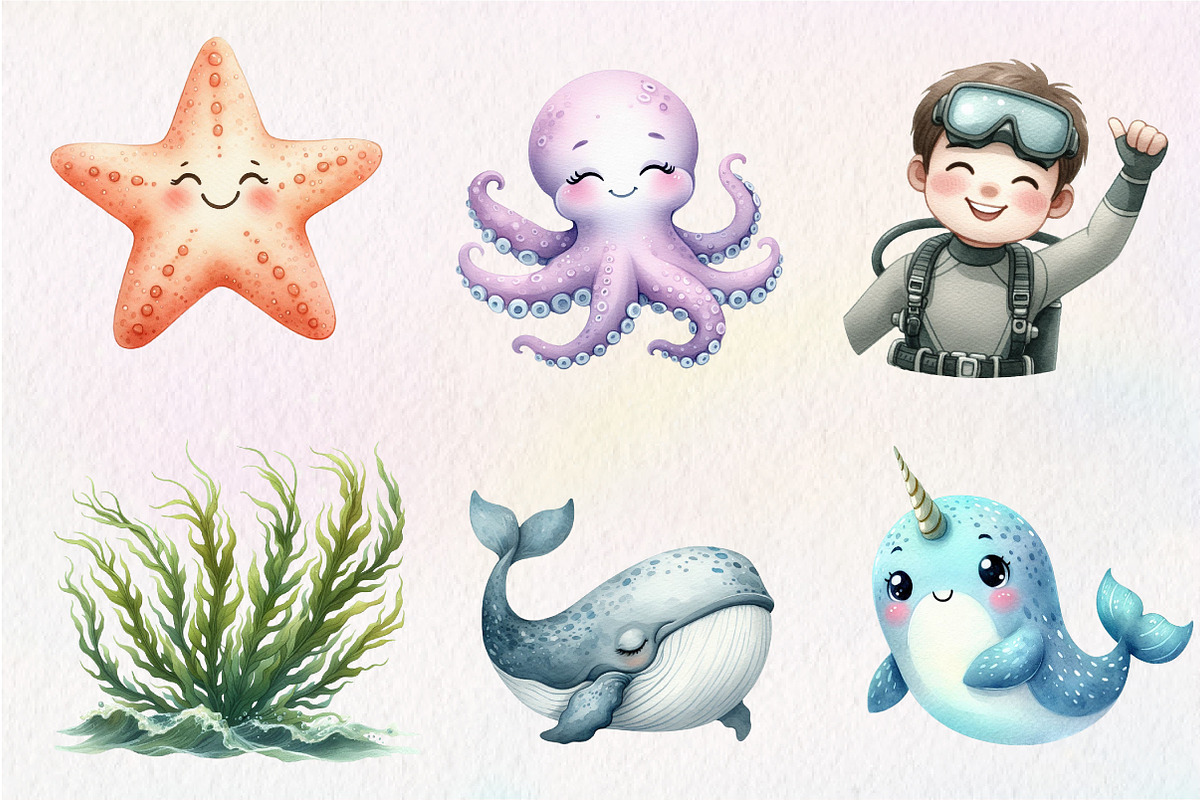 Undersea watercolor clipart, an Illustration by CreationArt (Photo 5 of 5)