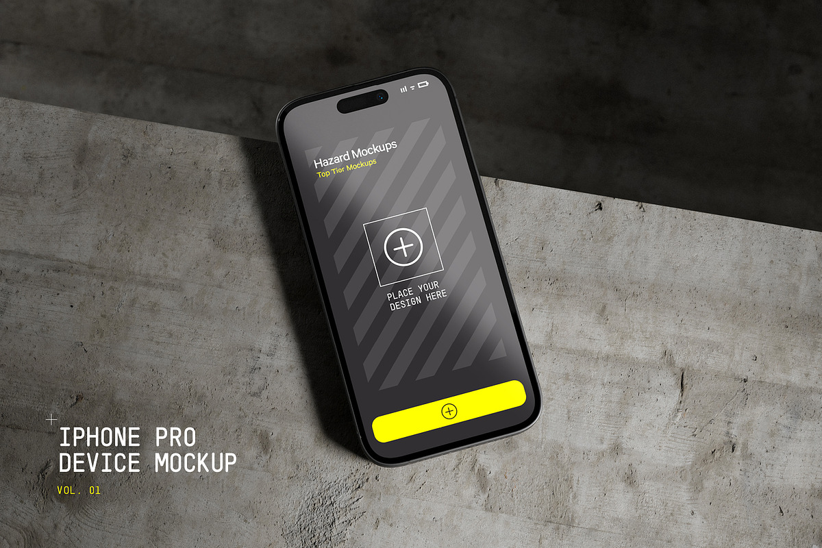 Concrete iPhone 14 Mockup, an iPhone Mockup by HAZARD MOCKUPS (Photo 1 of 8)