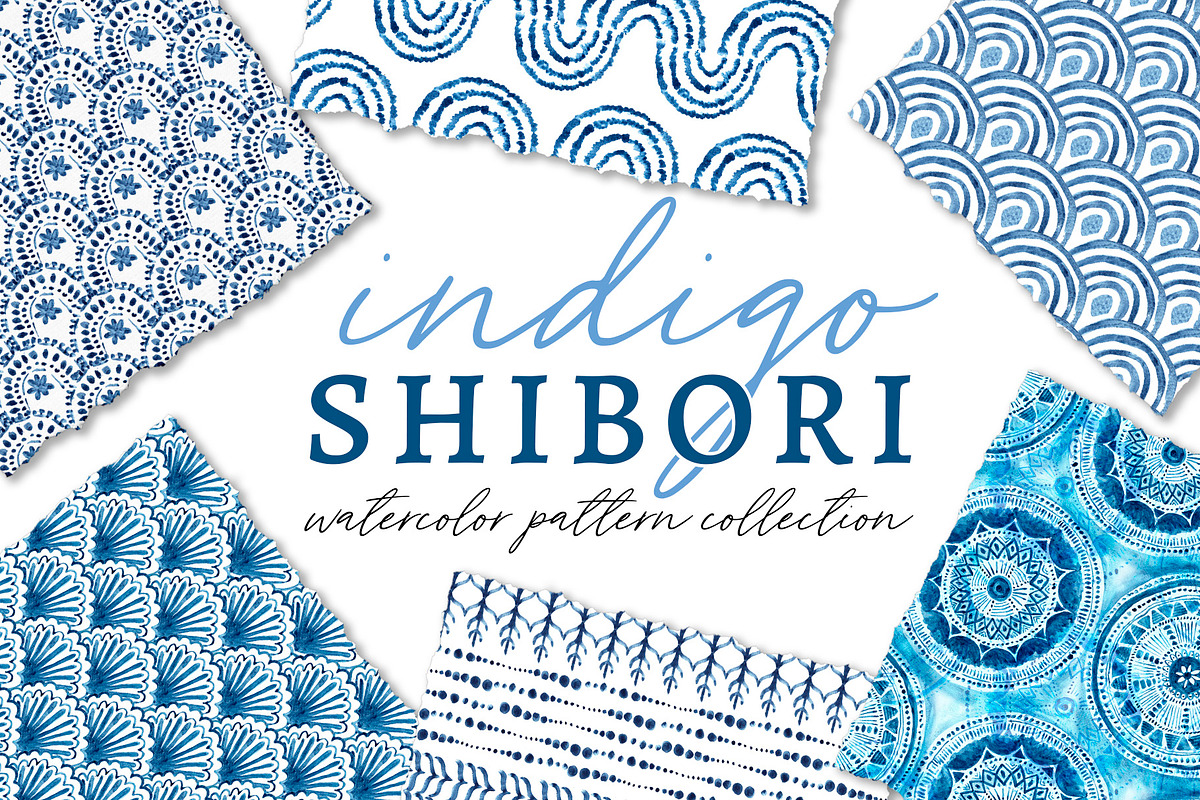Indigo Shibori Patterns, a Pattern Graphic by Laura Camoe (Photo 1 of 8)