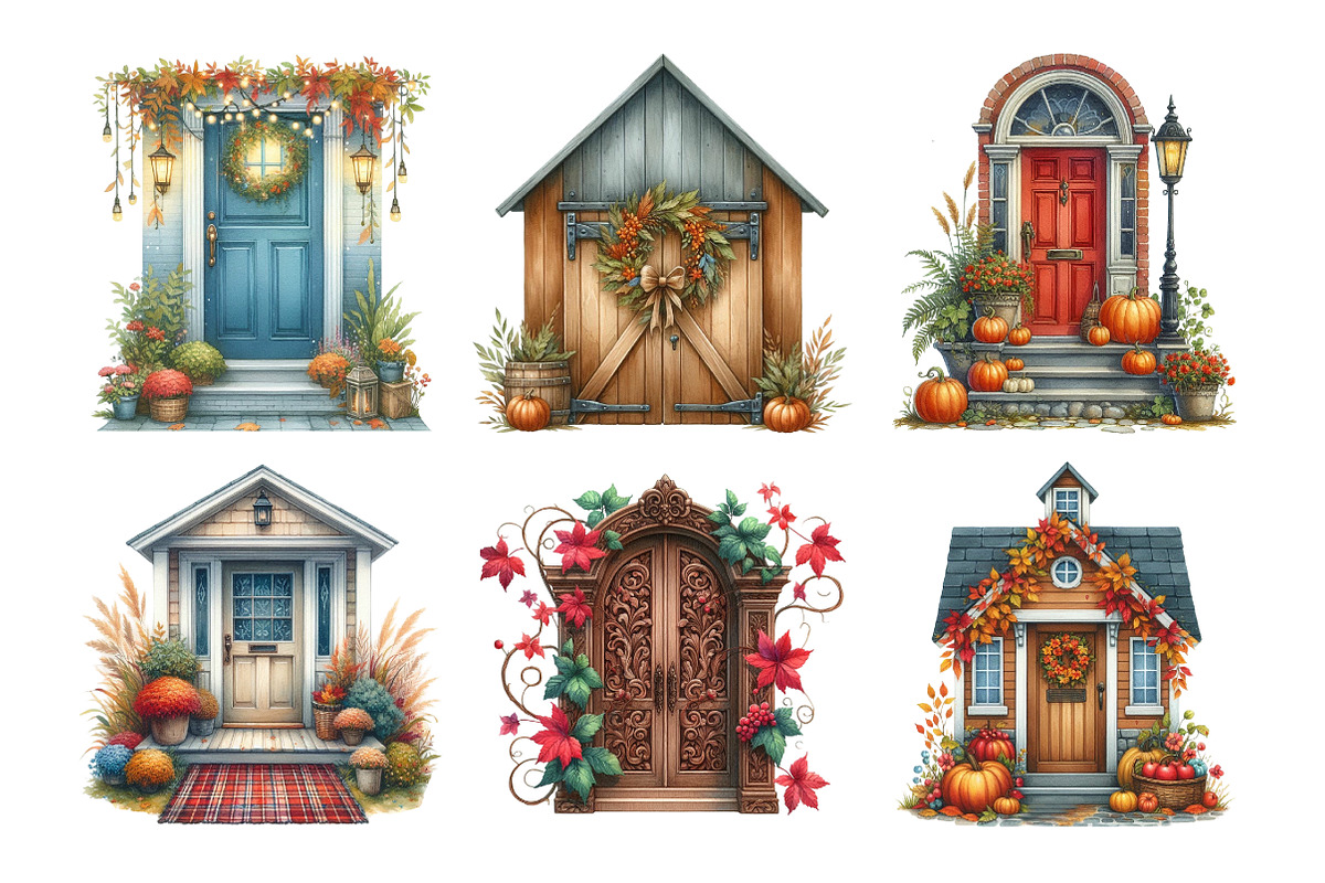 Autumn Door Clipart Bundle, an Illustration by Daily.Designs (Photo 4 of 5)