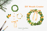 Christmas Wreath Watercolor Clipart, an Illustration by STUDIO CABINET (Thumbnail 2 of 10)