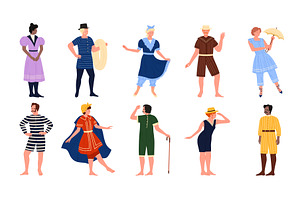 Victorian characters in retro, a Person Illustration by Flashvector