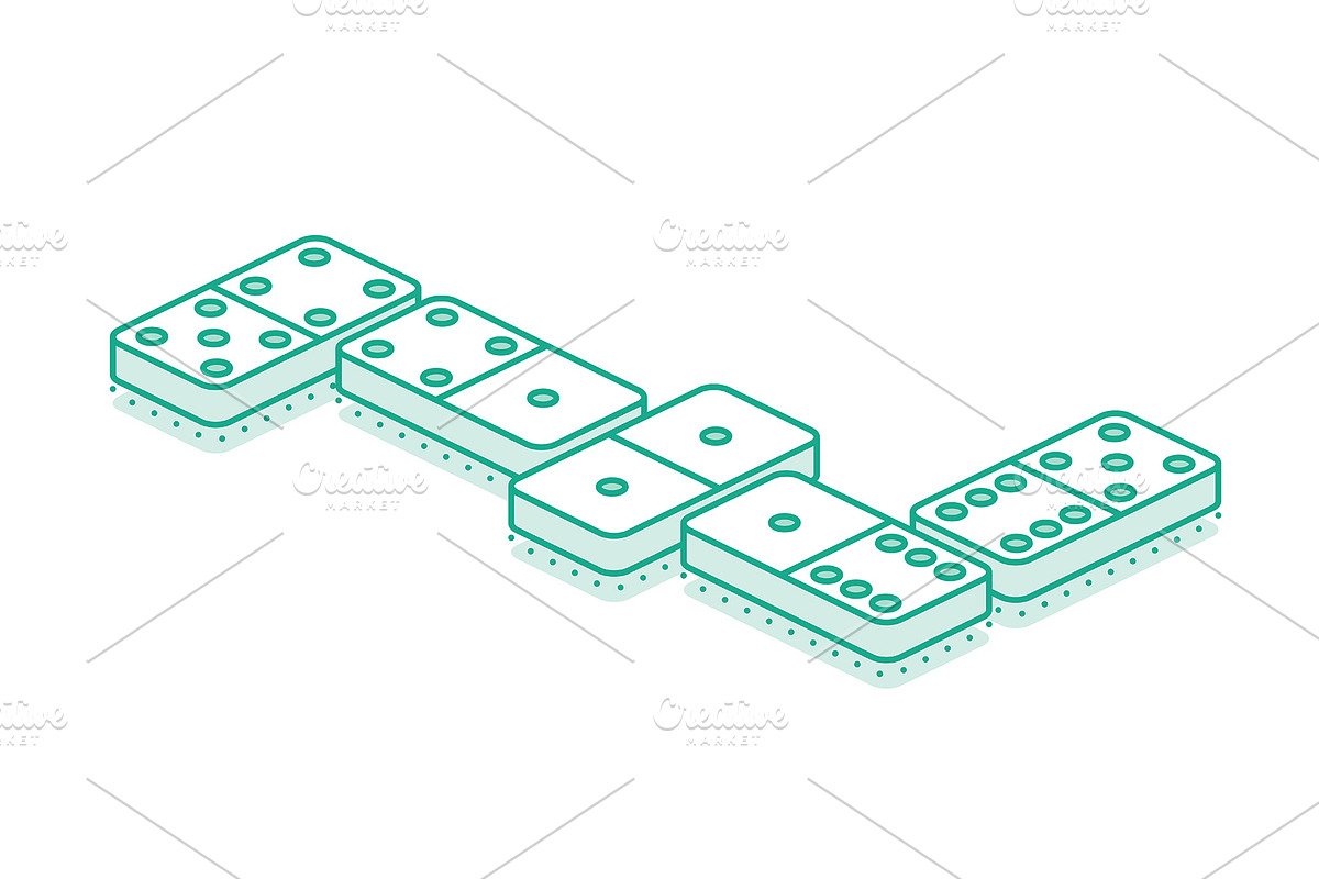 Isometric dominoes game., an Object Illustration by Booblgum