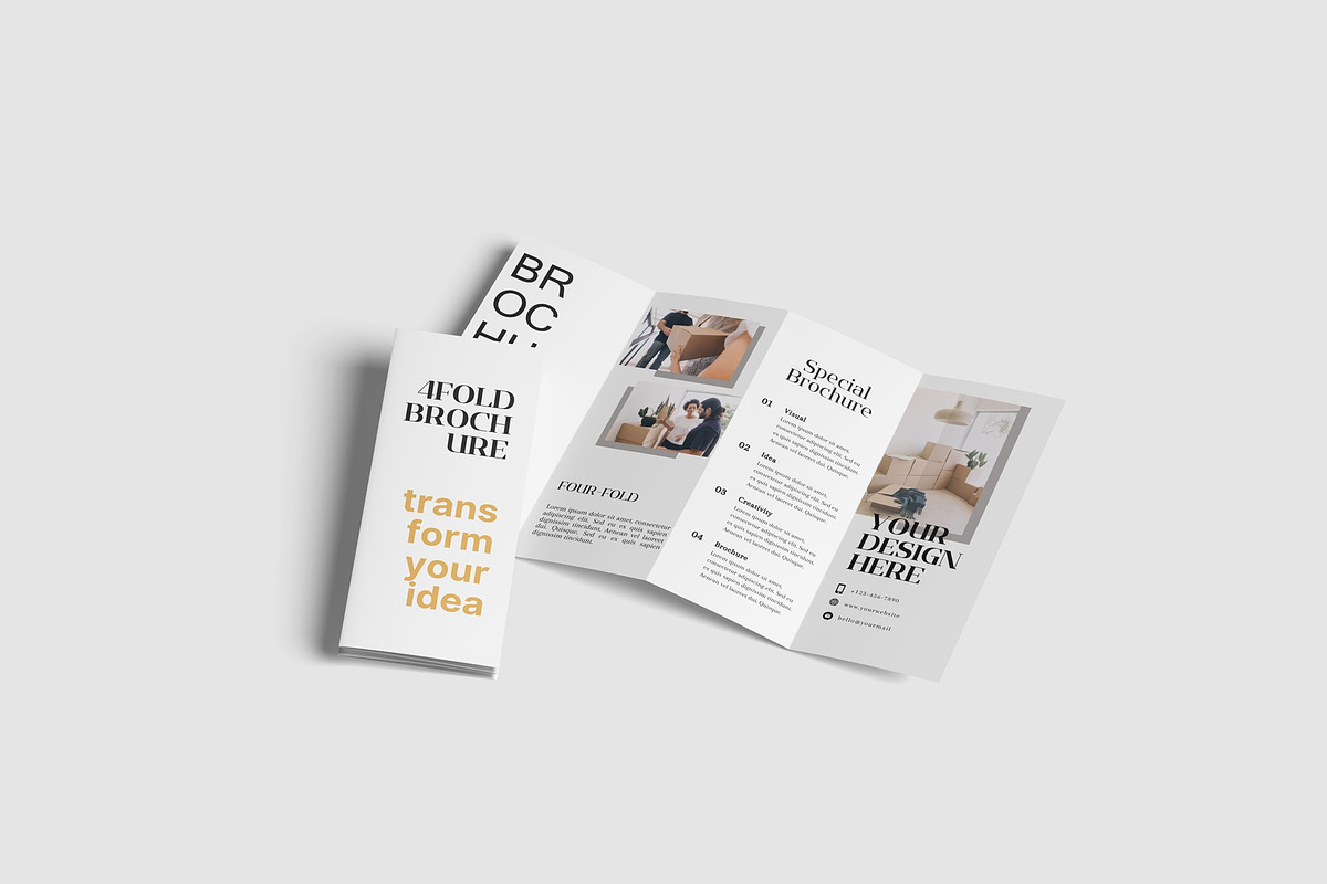 Four-Fold (4 fold) Brochure Mockups, a Books & Magazine Mockup by Lxadesign (Photo 5 of 14)