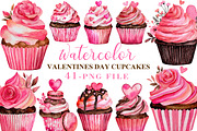 Watercolor Valentines Day Cupcakes, an Illustration by Libby Wishes (Thumbnail 1 of 7)