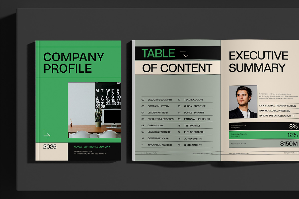 Green Modern Company Profile preview 2