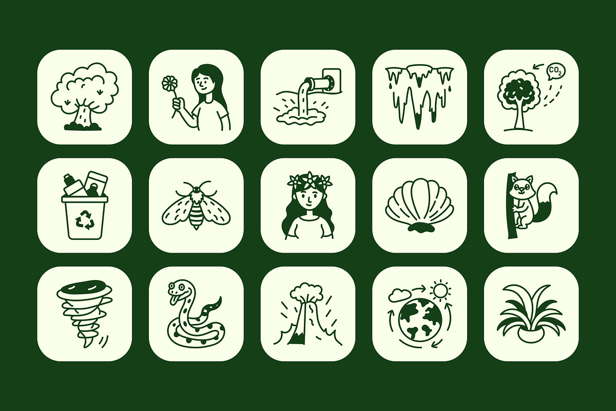 Animated Nature Doodle Icon Set, an Outline Icon by Vectors Market (Photo 4 of 5)