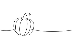 Fresh pumpkin one line continuous, a Food Illustration by GraphiShop